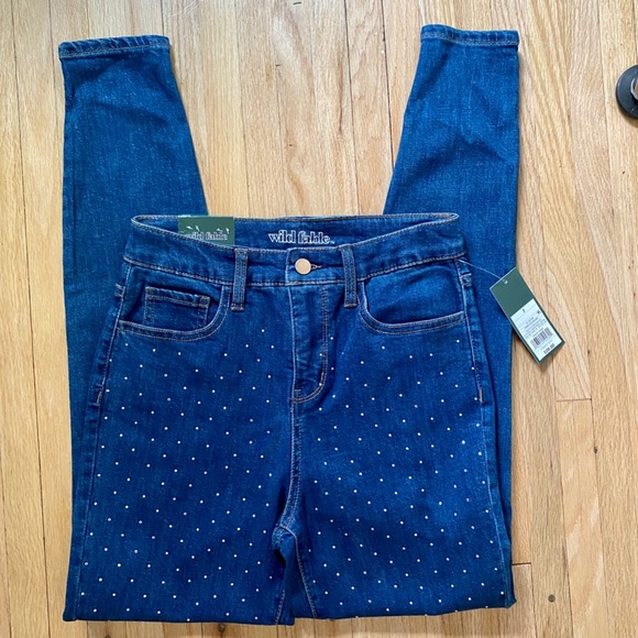 wild fable Denim - High Waisted Rhinestone Skinny Jeans